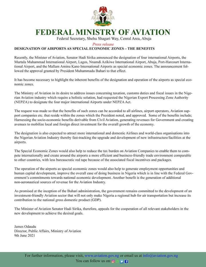 DESIGNATION OF AIRPORTS AS SPECIAL ECONOMIC ZONES – THE BENEFITS